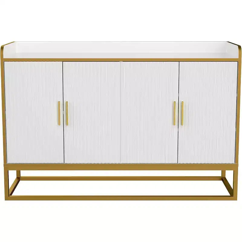 Credenza da Cucina Contemporanea con Recinzione di Sicurezza sul Piano di Lavoro, Mobile Contenitore Autoportante per Sala da Pranzo, Ingresso, Camera da Letto