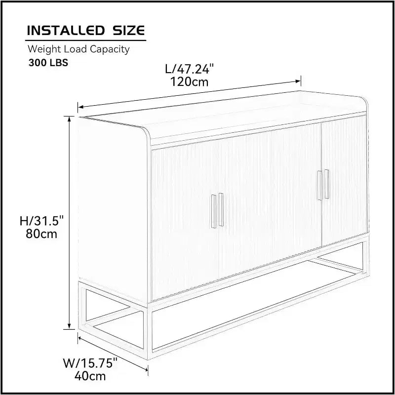 Credenza da Cucina Contemporanea con Recinzione di Sicurezza sul Piano di Lavoro, Mobile Contenitore Autoportante per Sala da Pranzo, Ingresso, Camera da Letto
