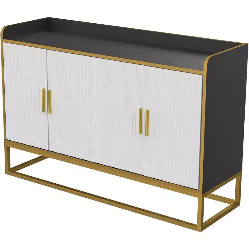 Credenza da Cucina Contemporanea con Recinzione di Sicurezza sul Piano di Lavoro, Mobile Contenitore Autoportante per Sala da Pranzo, Ingresso, Camera da Letto
