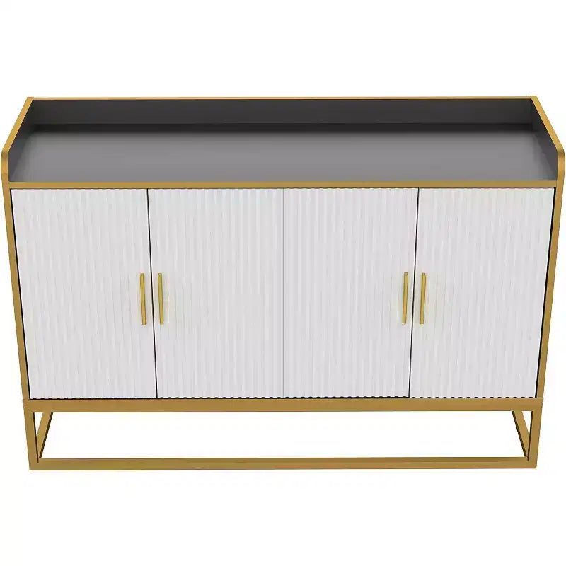 Credenza da Cucina Contemporanea con Recinzione di Sicurezza sul Piano di Lavoro, Mobile Contenitore Autoportante per Sala da Pranzo, Ingresso, Camera da Letto