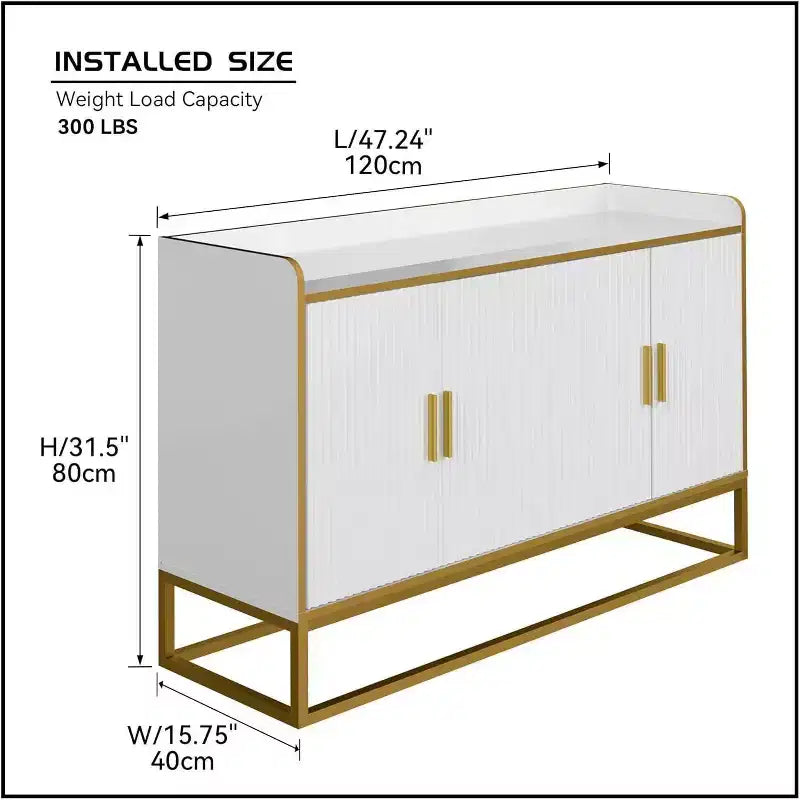 Credenza da Cucina Contemporanea con Recinzione di Sicurezza sul Piano di Lavoro, Mobile Contenitore Autoportante per Sala da Pranzo, Ingresso, Camera da Letto