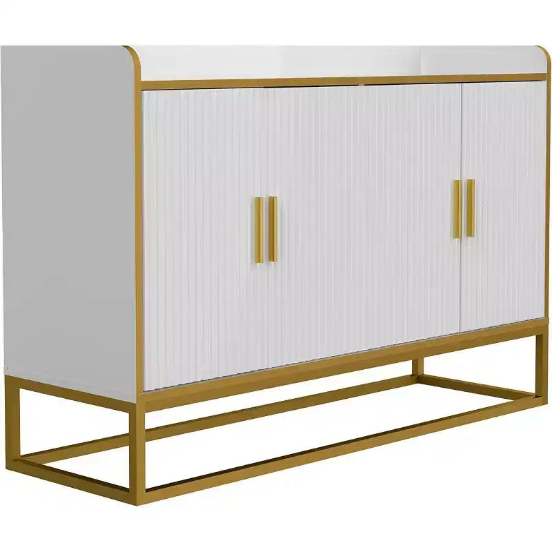 Credenza da Cucina Contemporanea con Recinzione di Sicurezza sul Piano di Lavoro, Mobile Contenitore Autoportante per Sala da Pranzo, Ingresso, Camera da Letto