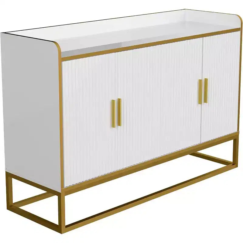 Credenza da Cucina Contemporanea con Recinzione di Sicurezza sul Piano di Lavoro, Mobile Contenitore Autoportante per Sala da Pranzo, Ingresso, Camera da Letto