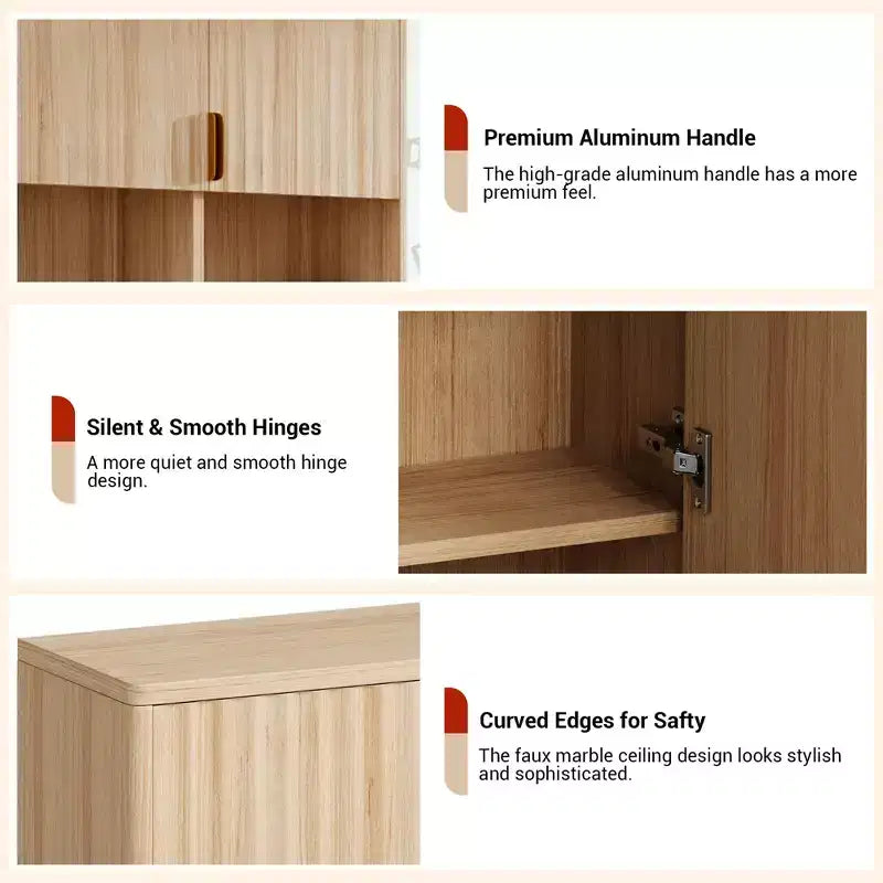 Mobiletto da Bagno a Parete, Mobiletto da Bagno con Finitura Naturale, Mobiletto Sopra WC con Ripiano Regolabile, Armadietto dei Medicinali in Legno con Cerniere