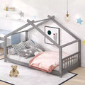 Bellemave Montessori Floor Bed Twin Size, Twin Floor Bed Frame with Headboard, Footboard, Gray