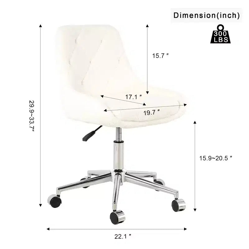 Sedia da ufficio moderna rivestita in pile Teddy, regolabile, per soggiorno, piccola sedia girevole per ufficio, studio, monolocale