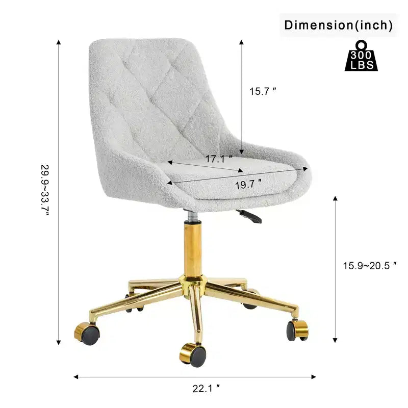 Sedia da ufficio moderna rivestita in pile Teddy, regolabile, per soggiorno, piccola sedia girevole per ufficio, studio, monolocale