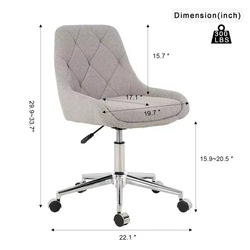 Sedia da ufficio moderna rivestita in pile Teddy, regolabile, per soggiorno, piccola sedia girevole per ufficio, studio, monolocale
