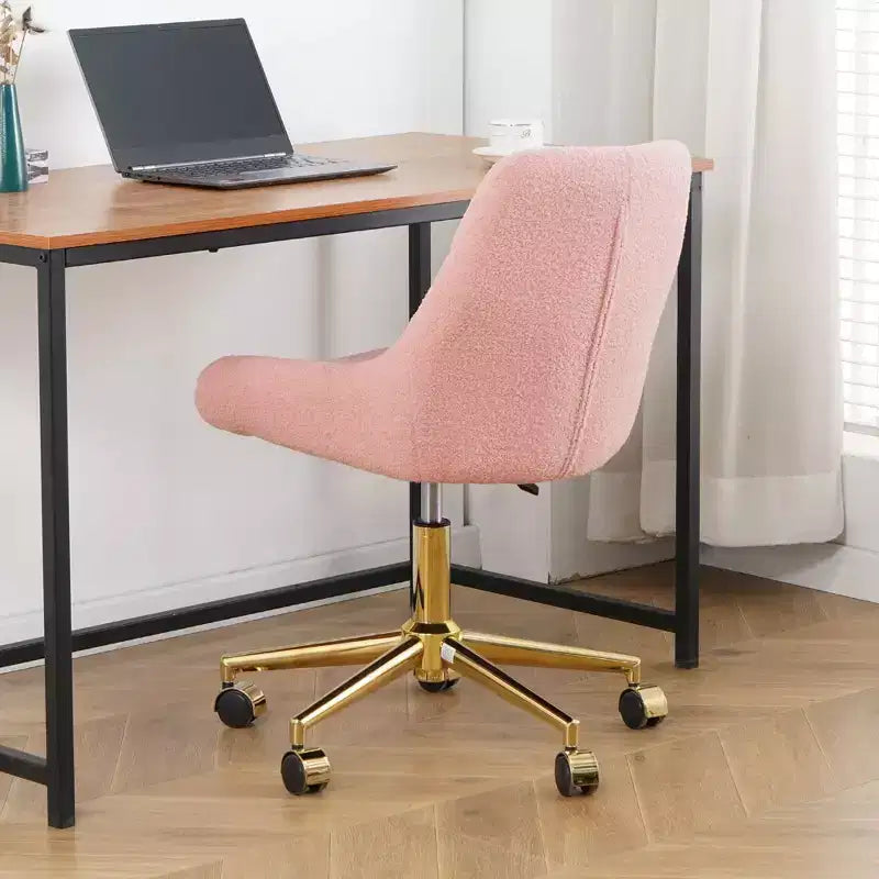 Sedia da ufficio moderna rivestita in pile Teddy, regolabile, per soggiorno, piccola sedia girevole per ufficio, studio, monolocale