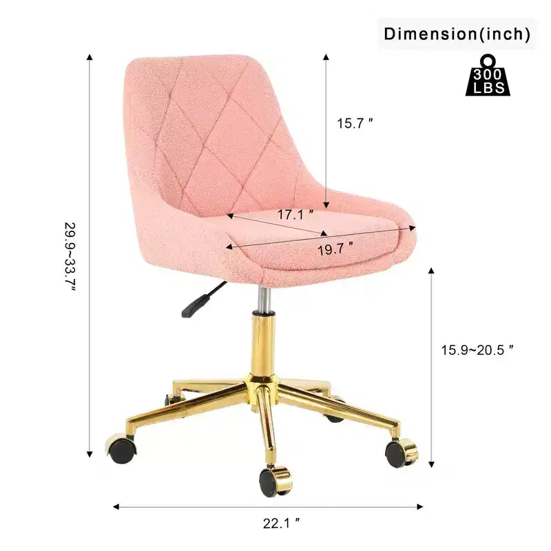 Sedia da ufficio moderna rivestita in pile Teddy, regolabile, per soggiorno, piccola sedia girevole per ufficio, studio, monolocale