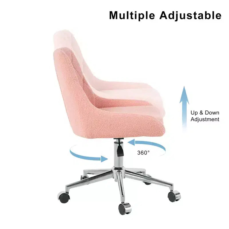 Sedia da ufficio moderna rivestita in pile Teddy, regolabile, per soggiorno, piccola sedia girevole per ufficio, studio, monolocale