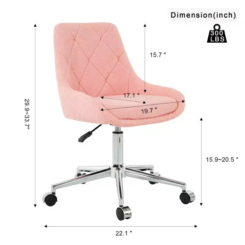 Sedia da ufficio moderna rivestita in pile Teddy, regolabile, per soggiorno, piccola sedia girevole per ufficio, studio, monolocale