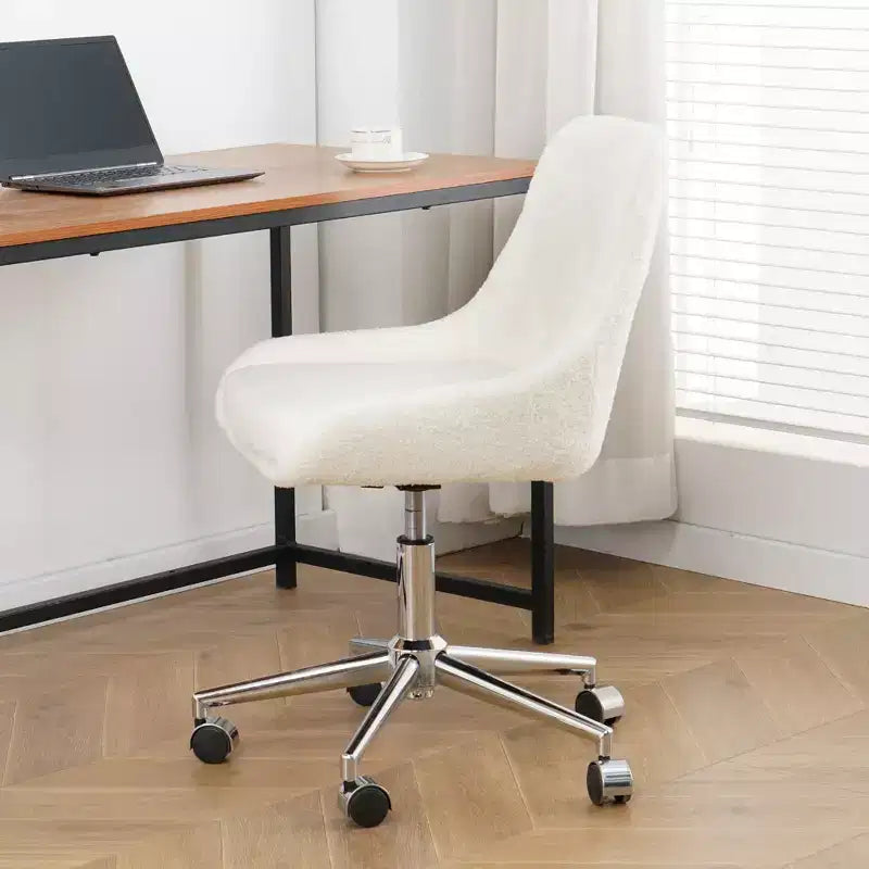 Sedia da ufficio moderna rivestita in pile Teddy, regolabile, per soggiorno, piccola sedia girevole per ufficio, studio, monolocale
