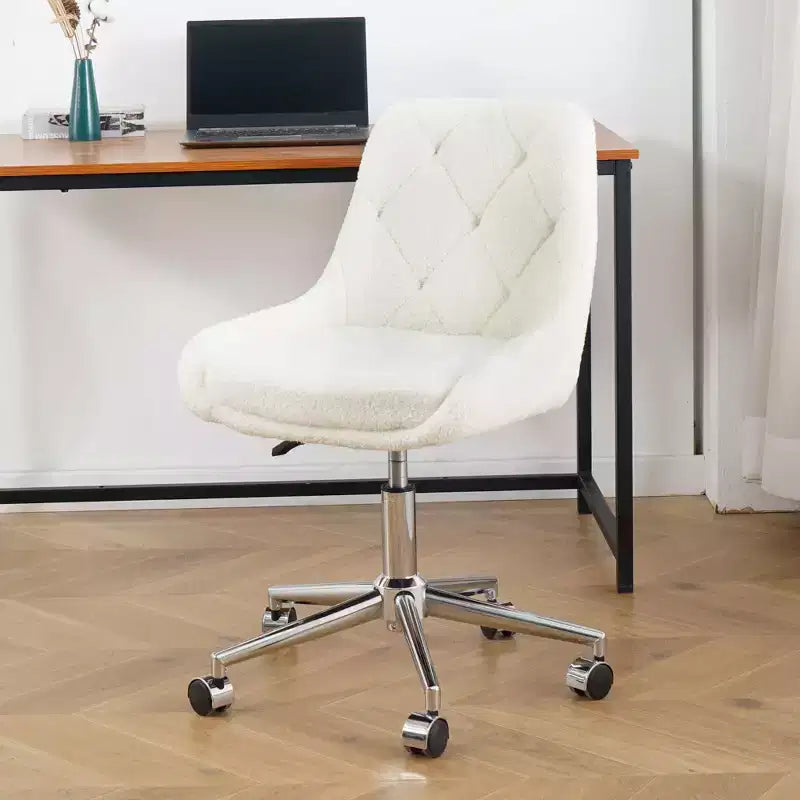 Sedia da ufficio moderna rivestita in pile Teddy, regolabile, per soggiorno, piccola sedia girevole per ufficio, studio, monolocale