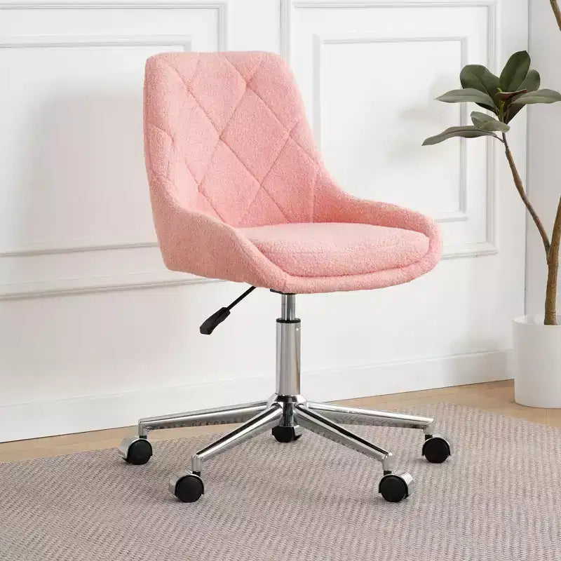 Sedia da ufficio moderna rivestita in pile Teddy, regolabile, per soggiorno, piccola sedia girevole per ufficio, studio, monolocale