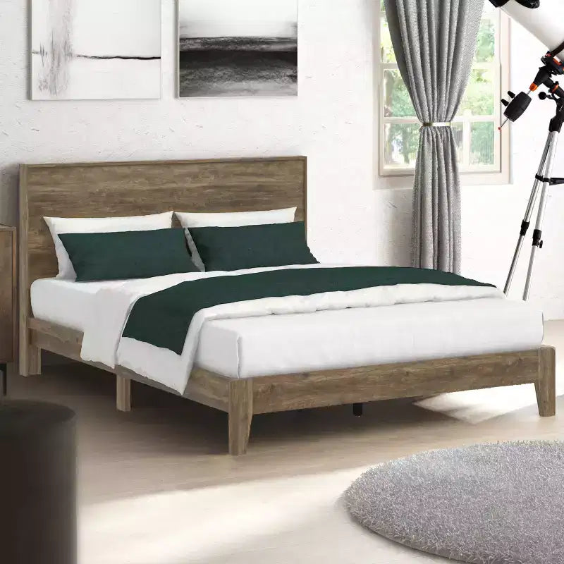 Letto matrimoniale con testiera in rovere nodoso