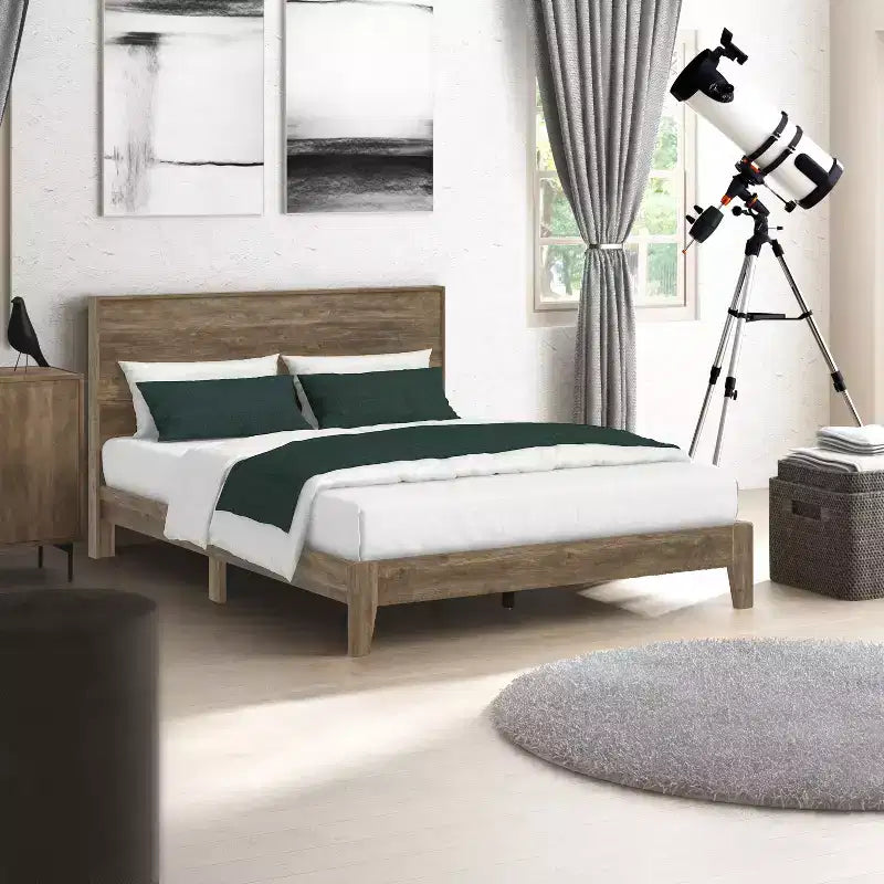 Letto matrimoniale con testiera in rovere nodoso
