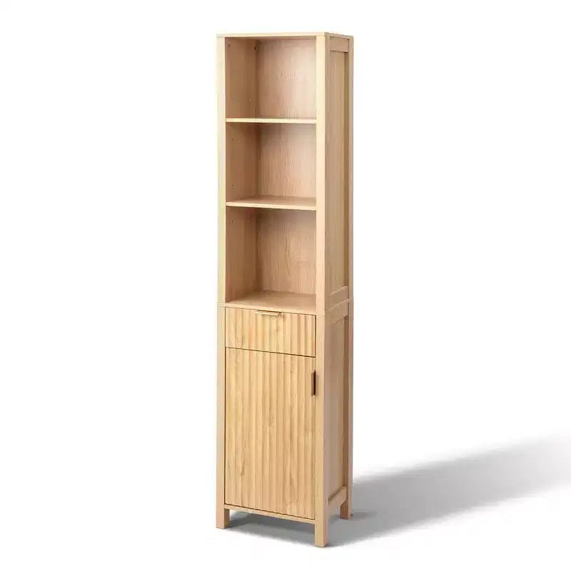 Mobile autonomo in rovere con cassetto con anta e libreria