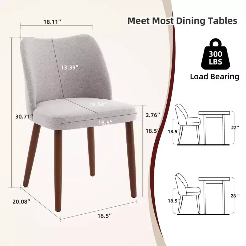 Sedia da Pranzo 2, Sedia da Pranzo Imbottita con Gambe in Legno, Schienale ad Ala, Sedie da Cucina con Cuscini Spessi