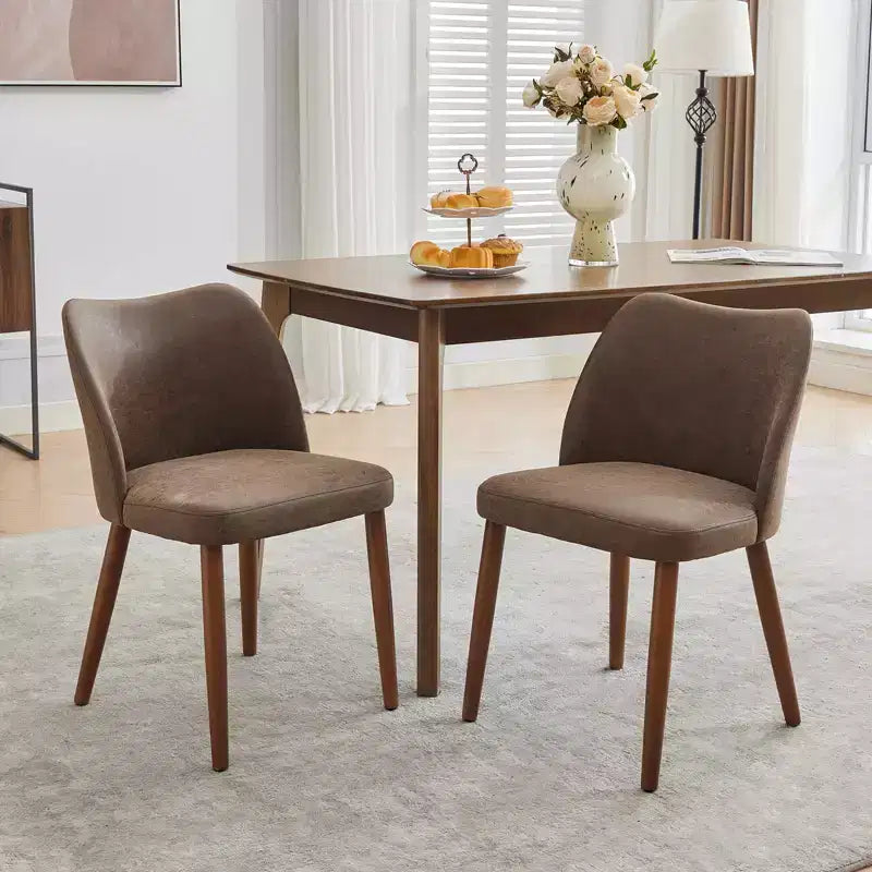 Sedia da Pranzo 2, Sedia da Pranzo Imbottita con Gambe in Legno, Schienale ad Ala, Sedie da Cucina con Cuscini Spessi
