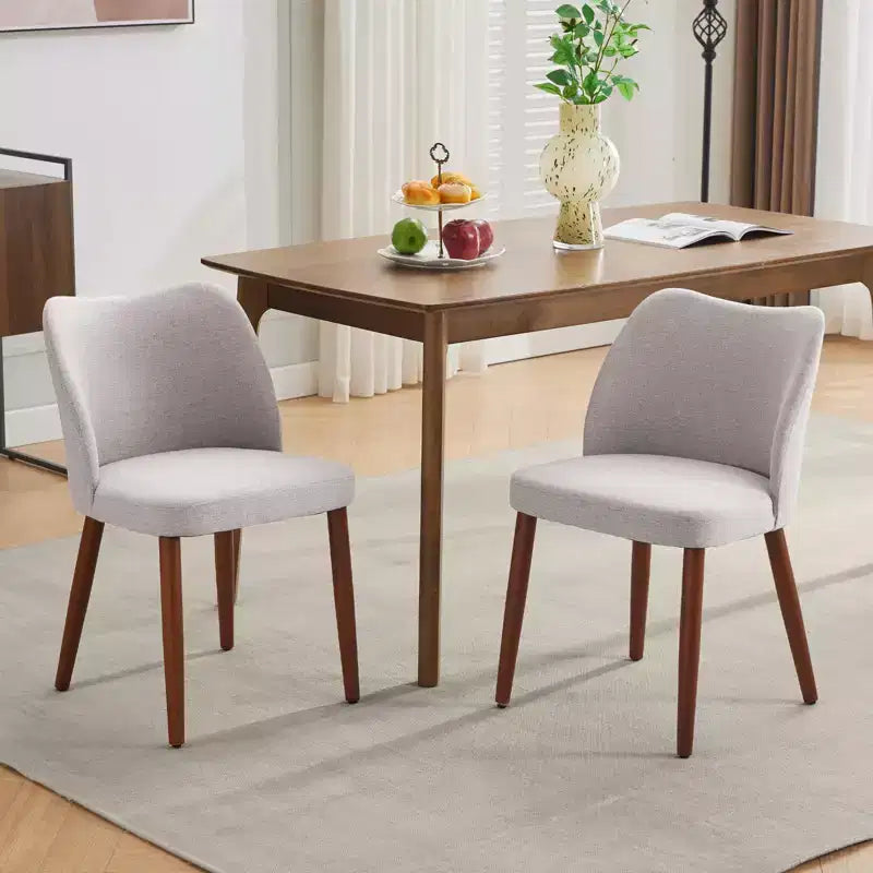 Sedia da Pranzo 2, Sedia da Pranzo Imbottita con Gambe in Legno, Schienale ad Ala, Sedie da Cucina con Cuscini Spessi