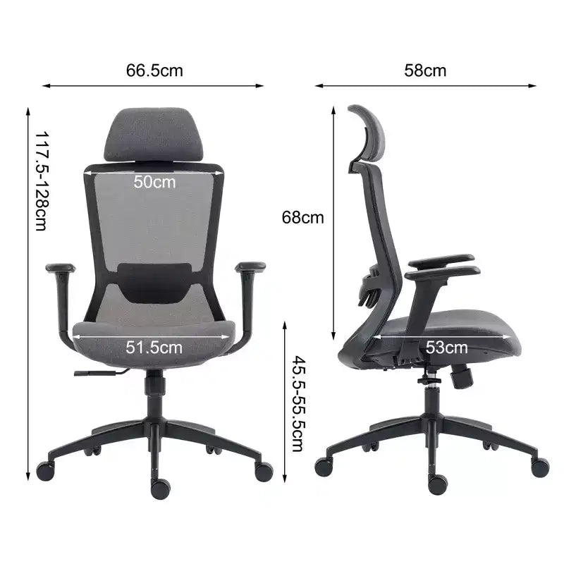 Sedia da computer con schienale alto, sedia da ufficio con poggiatesta e ruote, sedia da scrivania in rete per ufficio, studio, sala lettura