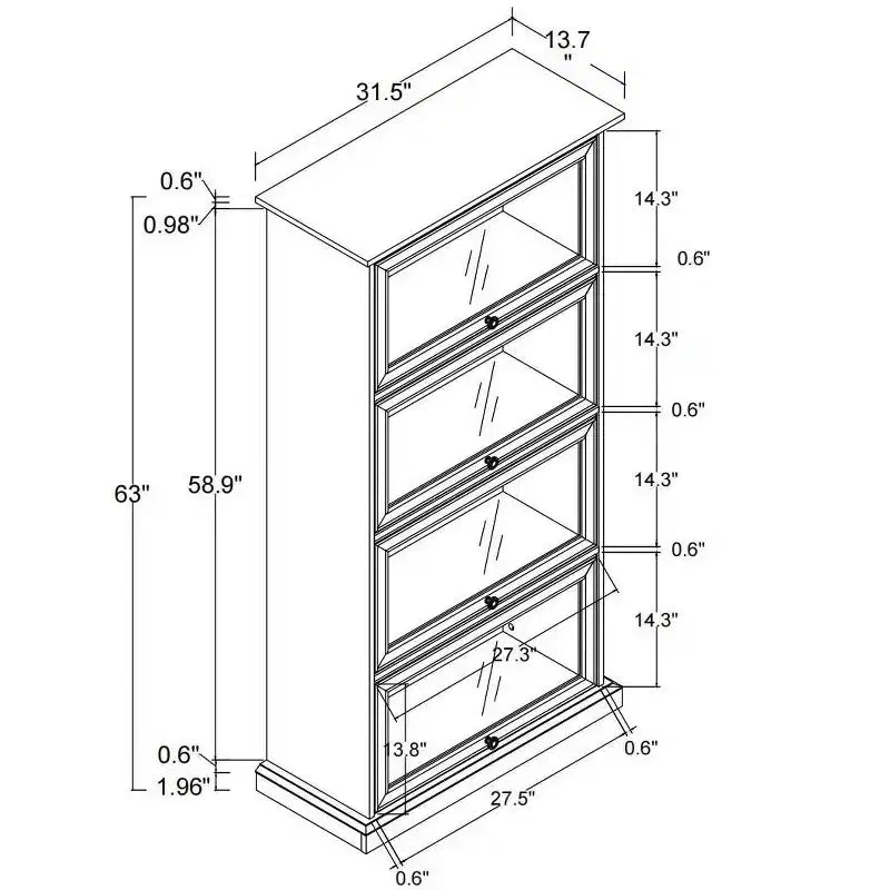 Libreria, Scaffali con 4 Ripiani, Scaffale Alto per Libri e CD, Organizzatore di Archiviazione per Soggiorno, Corridoio, Ufficio