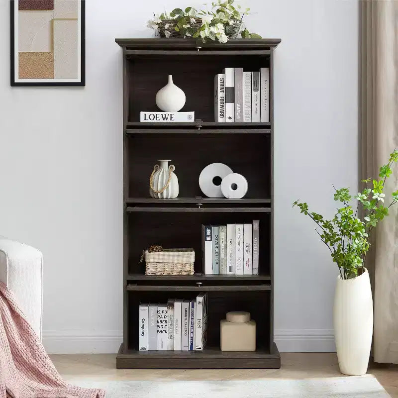 Libreria, Scaffali con 4 Ripiani, Scaffale Alto per Libri e CD, Organizzatore di Archiviazione per Soggiorno, Corridoio, Ufficio