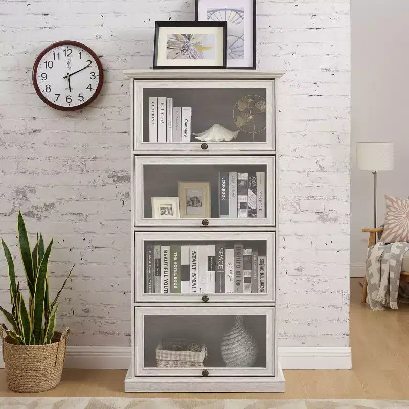 Libreria, Scaffali con 4 Ripiani, Scaffale Alto per Libri e CD, Organizzatore di Archiviazione per Soggiorno, Corridoio, Ufficio