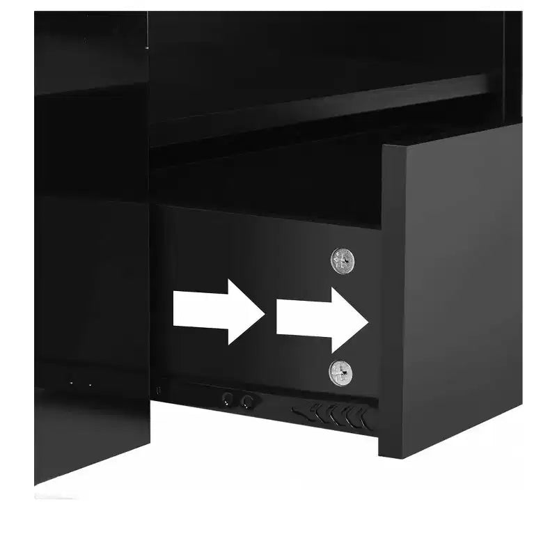 Tavolino da Caffè Moderno per Salotto con LED Lucido Tavolino Centrale in Legno con 2 Cassetti Scorjevoli e Ripiano Laterale Aperto