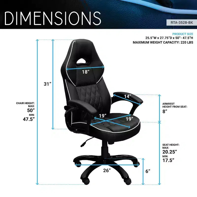 Sedia da gaming con schienale alto, sedile e schienale imbottiti, sedia da ufficio direzionale con base e ruote in metallo, sedia da scrivania per studio, sala lettura, nero
