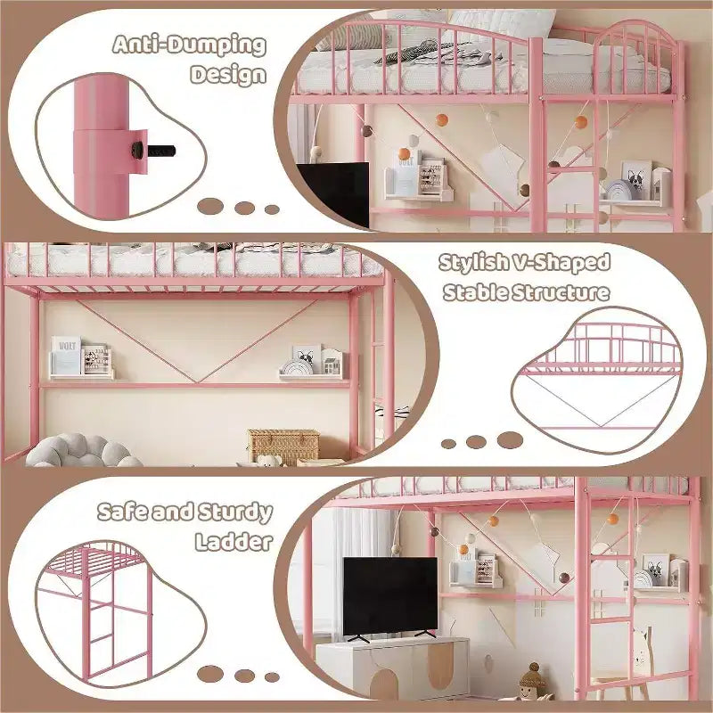 Letto a soppalco singolo con scale e ringhiera ad arco, robuste doghe in metallo, salvaspazio, silenzioso, senza rete a molle, ideale per la cameretta dei bambini e il dormitorio, nero