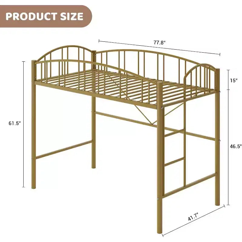 Letto a soppalco singolo con scale e ringhiera ad arco, robuste doghe in metallo, salvaspazio, silenzioso, senza rete a molle, ideale per la cameretta dei bambini e il dormitorio, nero