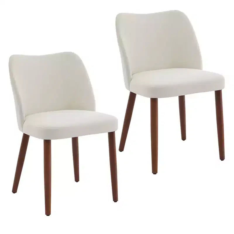 Sedie da pranzo in lino, set da 2, sedie laterali imbottite in tessuto con schienale ad ala, cuscini spessi e gambe in legno per sala da pranzo, soggiorno