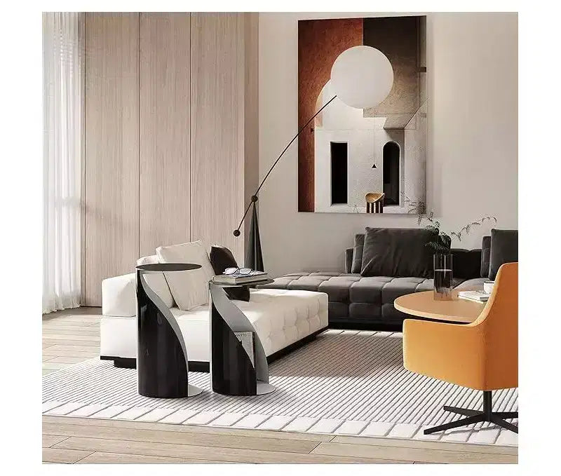 Tavolino rotondo con piano in metallo, colore nero, altezza 45 pollici, 1 pezzo