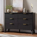 COZONY Fluted Dresser with 6 Drawers, Modern Wooden Chest with Curved Design for Bedroom Storage