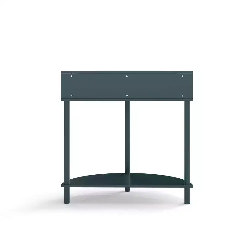 Elegante Tavolino Terminale Semicircolare con 2 Armadietti in Rattan e Ripiano Inferiore per Soggiorno, Camera da Letto, Corridoio