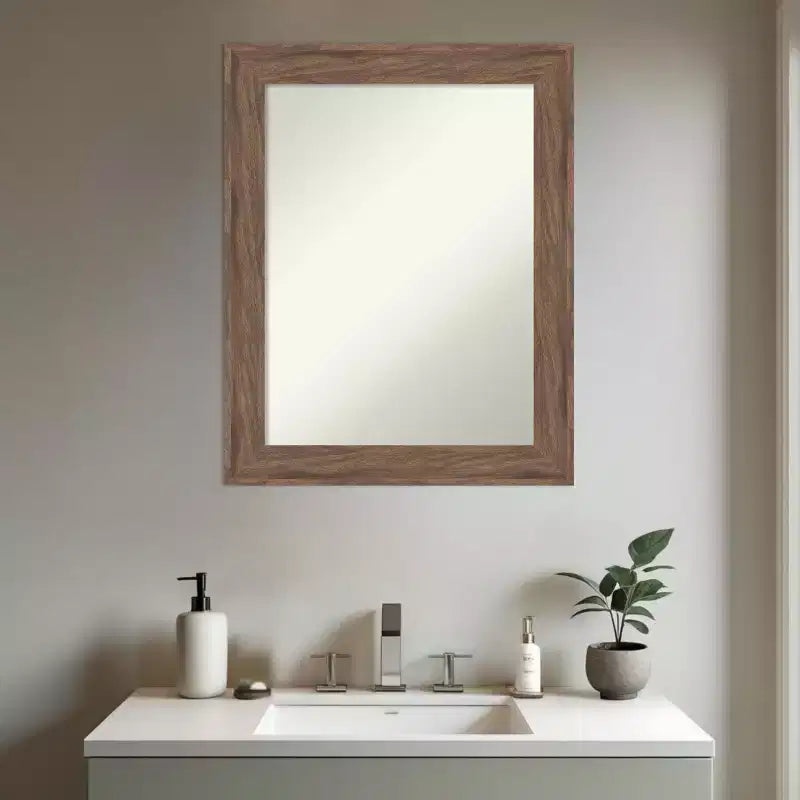 Specchio da parete per bagno con cornice marrone medio senza smussatura
