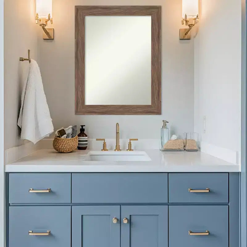 Specchio da parete per bagno con cornice marrone medio senza smussatura