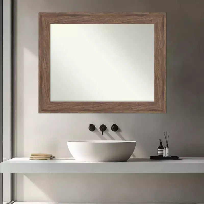 Specchio da parete per bagno con cornice marrone medio senza smussatura