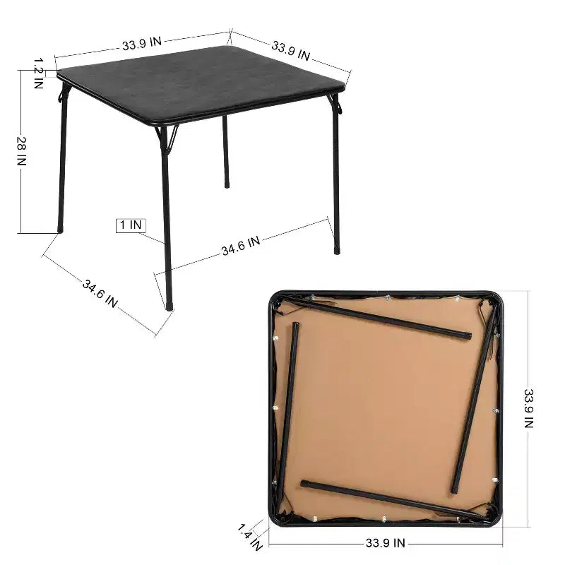 Tavolo e sedie pieghevoli per 2 persone, tavolo da gioco quadrato salvaspazio con 2 sgabelli, ideale per piccoli spazi, casa, patio, nero