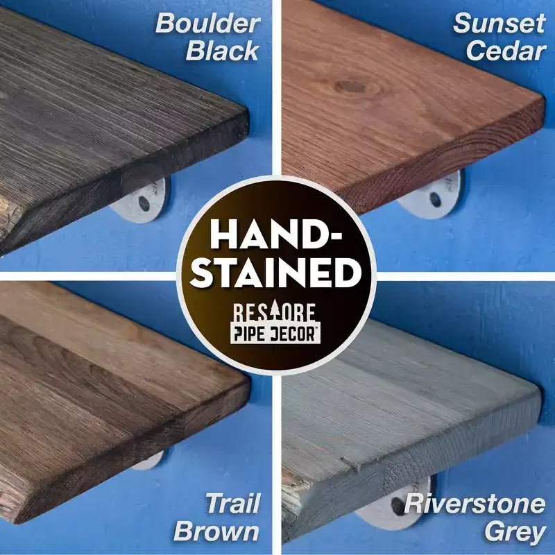 24 mensole in legno con bordo naturale Sunset Cedar con staffe a pipa a L (confezione da 2)