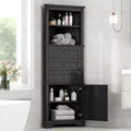 Black Triangle Tall Cabinet with 3 Drawers and Adjustable Shelves for Bathroom Kitchen or Living Room