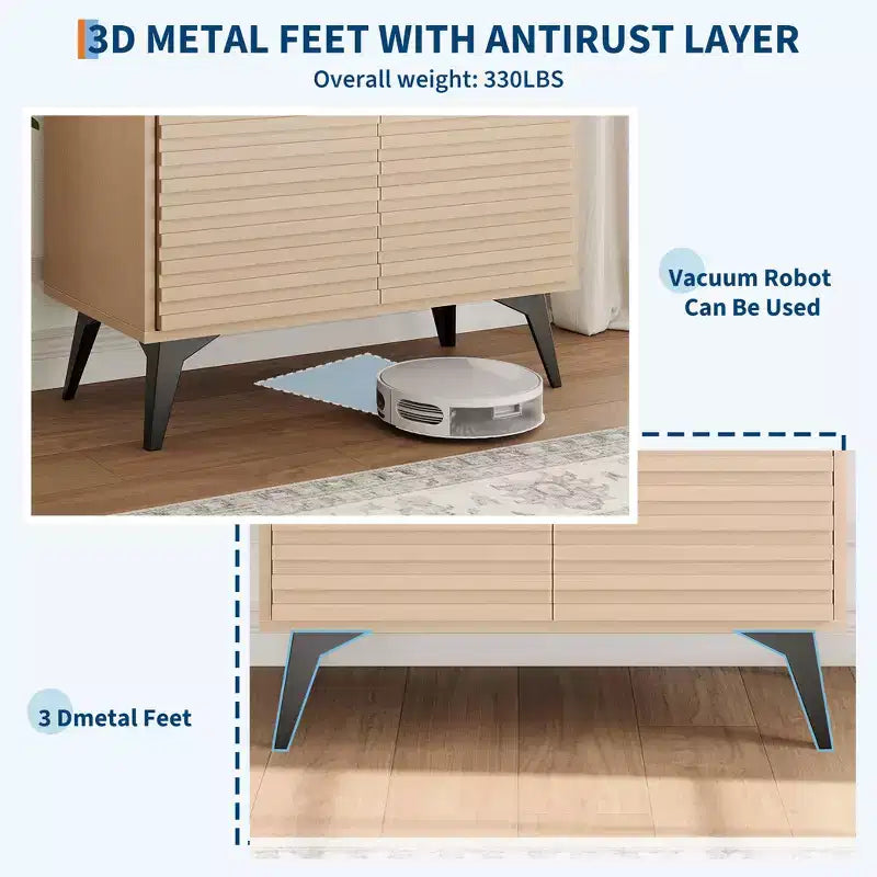 Mensole regolabili, Cucina, Ingresso, Credenza buffet con ante scanalate e spazio di archiviazione.
