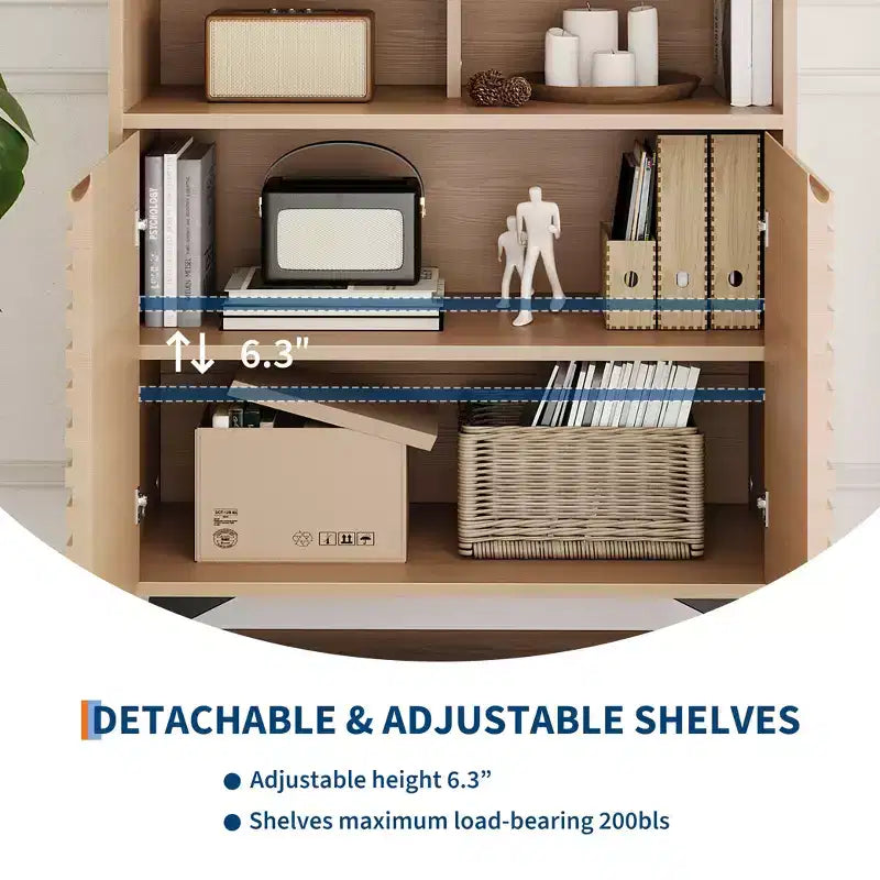 Mensole regolabili, Cucina, Ingresso, Credenza buffet con ante scanalate e spazio di archiviazione.
