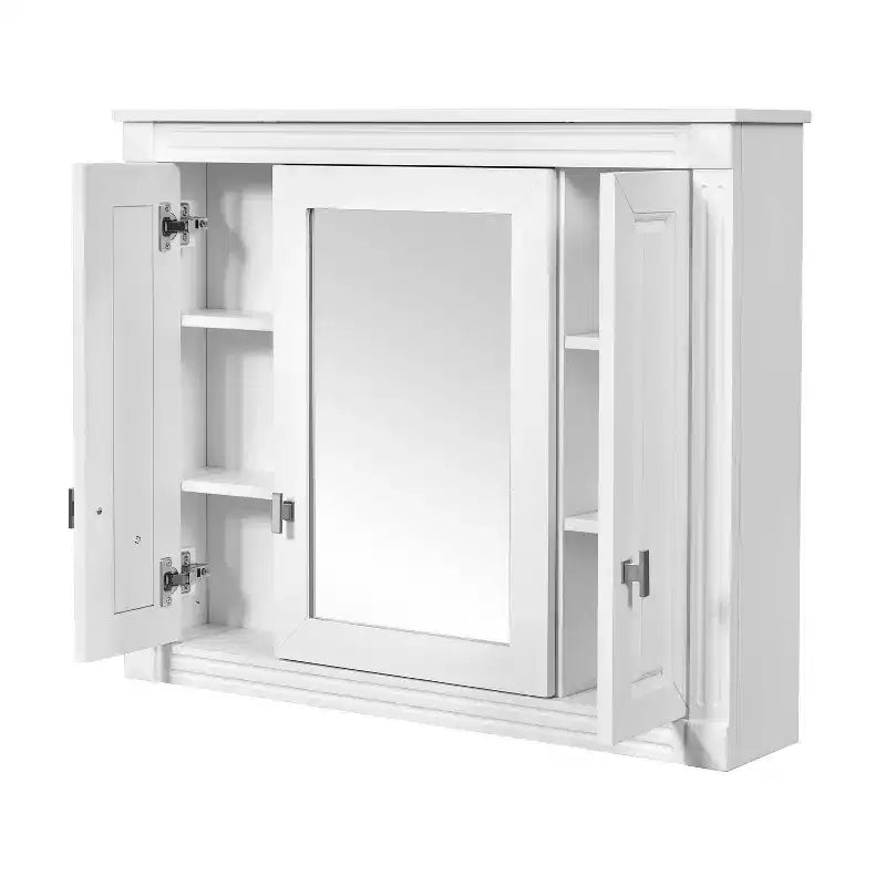 Armadietto portamedicine rettangolare a montaggio superficiale da 34" L x 28" A con specchio e ripiani regolabili