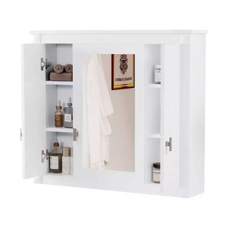 Armadietto portamedicine rettangolare a montaggio superficiale da 34" L x 28" A con specchio e ripiani regolabili
