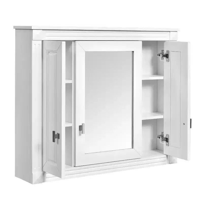 Armadietto portamedicine rettangolare a montaggio superficiale da 34" L x 28" A con specchio e ripiani regolabili