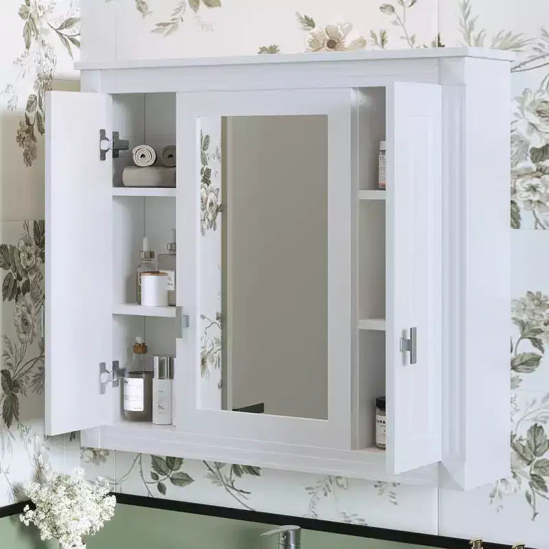 Armadietto portamedicine rettangolare a montaggio superficiale da 34" L x 28" A con specchio e ripiani regolabili