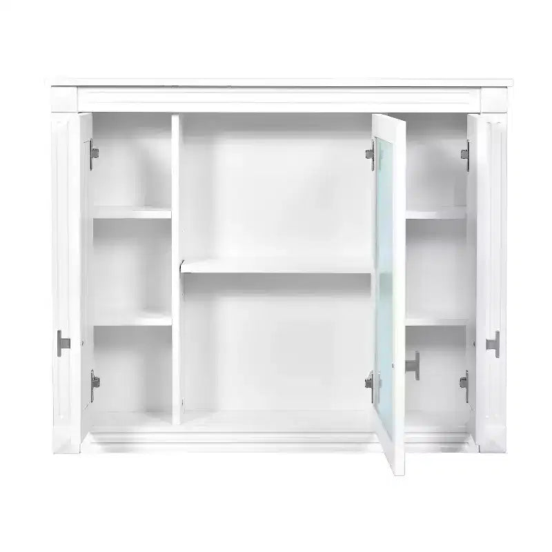 Armadietto portamedicine rettangolare a montaggio superficiale da 34" L x 28" A con specchio e ripiani regolabili